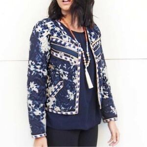 SOLITO Blue and Cream with Gold Details Quilted Jacket